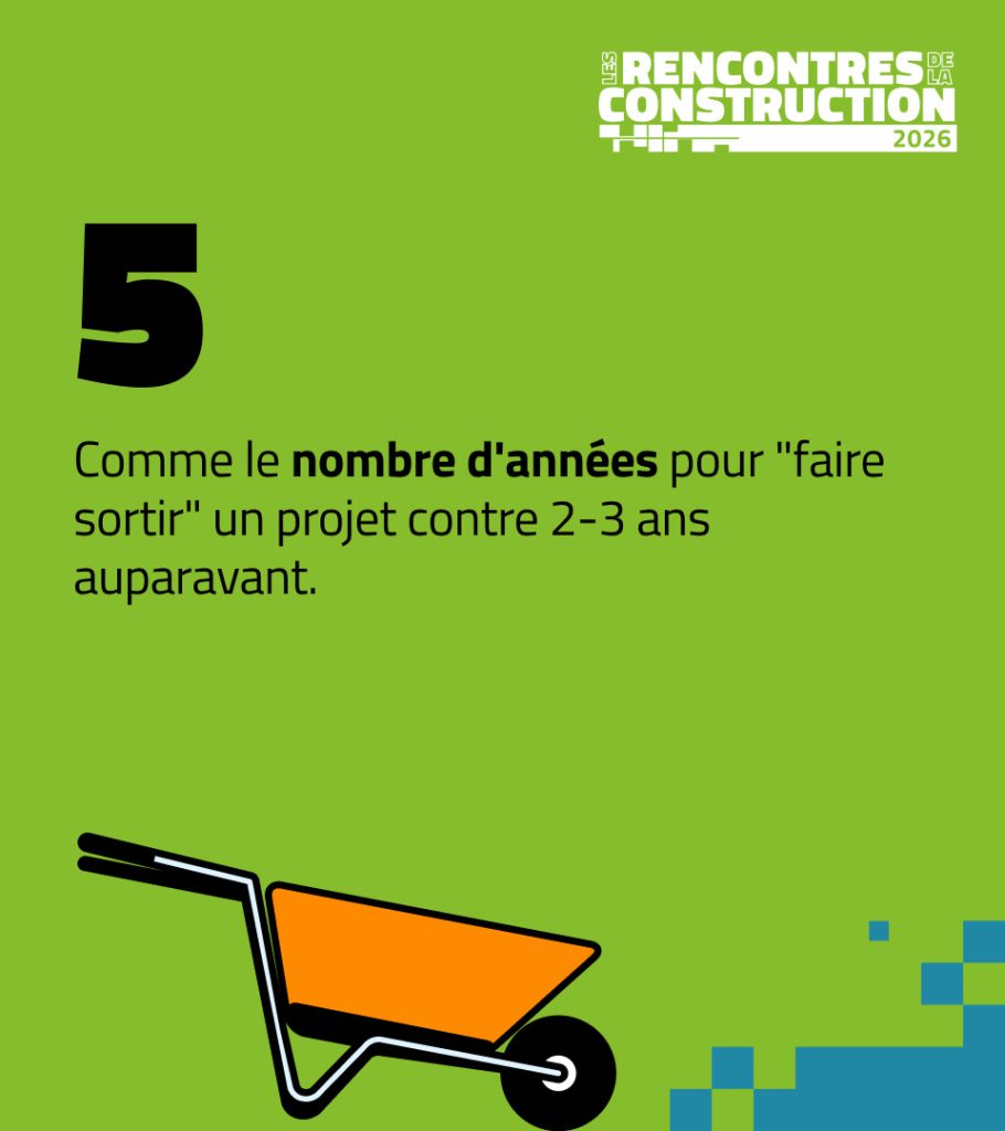 5 : comme le nombre d’années pour faire sortir un projet, contre 2 à 3 ans auparavant